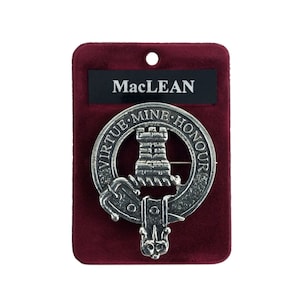 MacLean Cap Badge - Pewter Clan Crest Badge - Gaelic Themes Cap Badge or Brooch - Virtue Mine Honour
