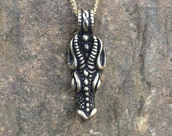 Drachenkopf Anhänger - Bronze oder Sterling Silber - Handgefertigt in den USA