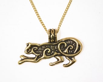 Celtic Cat Pendant - Bronze or Sterling Silver - Handcrafted in the USA