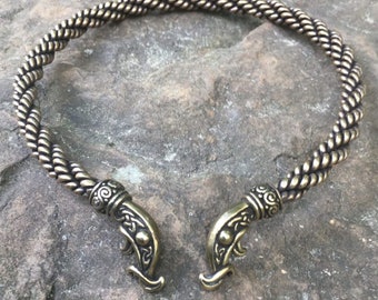 Viking Neck Torc Heavy Braid Bronze | Norse Warrior Torc Necklace | Viking Jewelry
