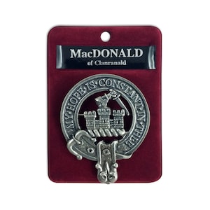 MacDonald of Clanranald Cap Badge - Pewter Clan Crest Badge - Gaelic Themes Cap Badge or Brooch - My Hope is Constant in Thee