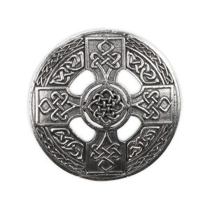 Celtic Cross Pewter Plaid Brooch - Made in Scotland