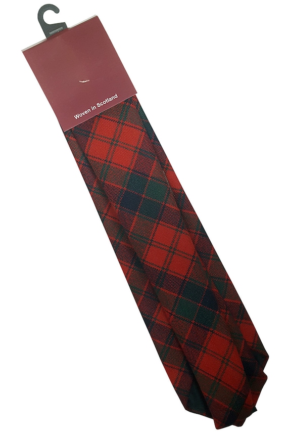 Men's Pure Wool Tartan Tie - MacPherson Ancient, Woven In Scotland, 142cm Length