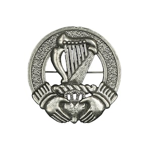 Irish Harp Pewter Cap Badge/Brooch - Made in Scotland