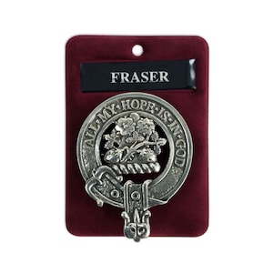 Fraser Cap Badge - Pewter Clan Crest Badge - Gaelic Themes Cap Badge or Brooch - All My Hope is in God