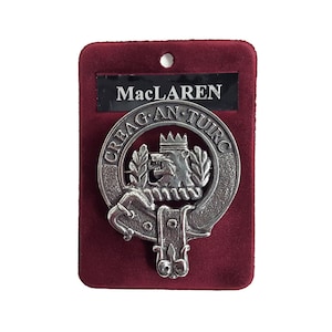 MacLaren Cap Badge - Pewter Clan Crest Badge - Gaelic Themes Cap Badge or Brooch - Creag An Tuirc
