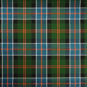 Sinclair Hunting Green Ancient Tartan - Homespun Wool Blend Tartan Fabric - Machine Washable