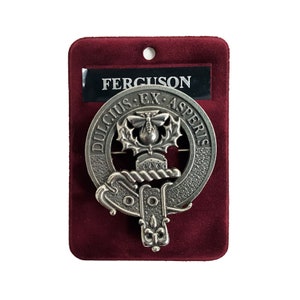 Ferguson Cap Badge - Pewter Clan Crest Badge - Gaelic Themes Cap Badge or Brooch - Dulcius Ex Asperis
