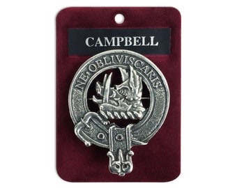 Campbell Cap Badge - Pewter Clan Crest Badge - Gaelic Themes Cap Badge or Brooch - Ne Obliviscaris