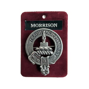 Morrison Cap Badge - Pewter Clan Crest Badge - Gaelic Themes Cap Badge or Brooch - Teaghlach Phabbay
