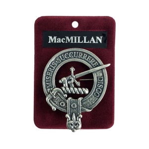 MacMillan Cap Badge - Pewter Clan Crest Badge - Gaelic Themes Cap Badge or Brooch - Miseris Succurrere Disco