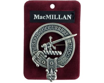 MacMillan Cap Badge - Pewter Clan Crest Badge - Gaelic Themes Cap Badge or Brooch - Miseris Succurrere Disco