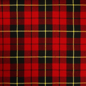 Wallace Red Modern Tartan - Homespun Wool Blend Tartan Fabric - Machine Washable