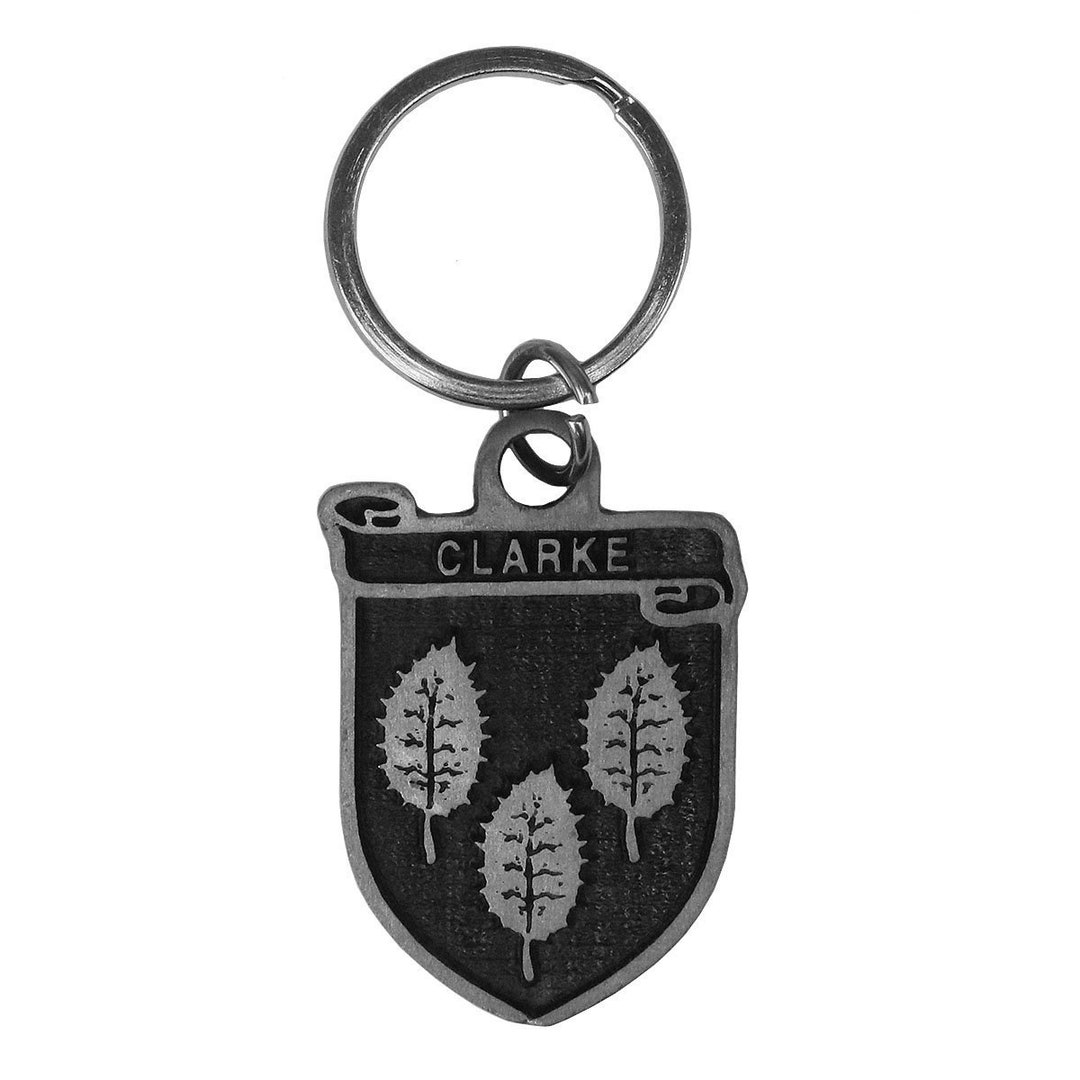 Clarke Irish Coat of Arms Pewter Key Chain Etsy