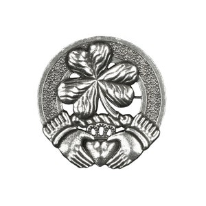 Irish Shamrock Pewter Cap Badge/Brooch - Made in Scotland