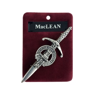 MacLean Clan Crest Kilt Pin - Gaelic Themes Kilt Pin - Virtue Mine Honour