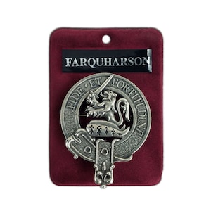 Farquharson Cap Badge - Pewter Clan Crest Badge - Gaelic Themes Cap Badge or Brooch - Fide Et Fortitudine
