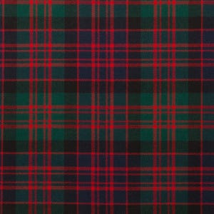 May include: A green, red, and blue plaid fabric with a woven texture.