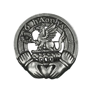 Hughes (O&#39;hAodha) Irish Family Crest Cap Badge/Brooch - Made in Scotland