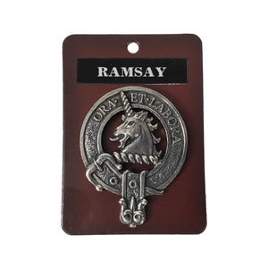 Ramsay Cap Badge - Pewter Clan Crest Badge - Gaelic Themes Cap Badge or Brooch