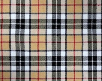 Black & Red Beige Homespun Wool-Blend Tartan by the Yard