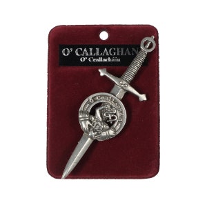 O&#39;Callaghan (O&#39;Ceallachain) Irish Family Crest Kilt Pin - Made in Scotland - Coat of Arms