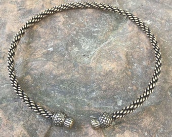 Bronze Celtic Thistle Torc Necklace - Scottish Symbol Jewelry - Made in the USA