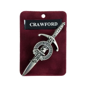 Crawford Clan Crest Kilt Pin - Gaelic Themes Kilt Pin - Tatum Te Robore Reddam