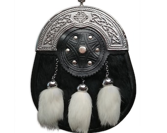 Black and White Rabbit Fur Sporran - The Celtic Croft