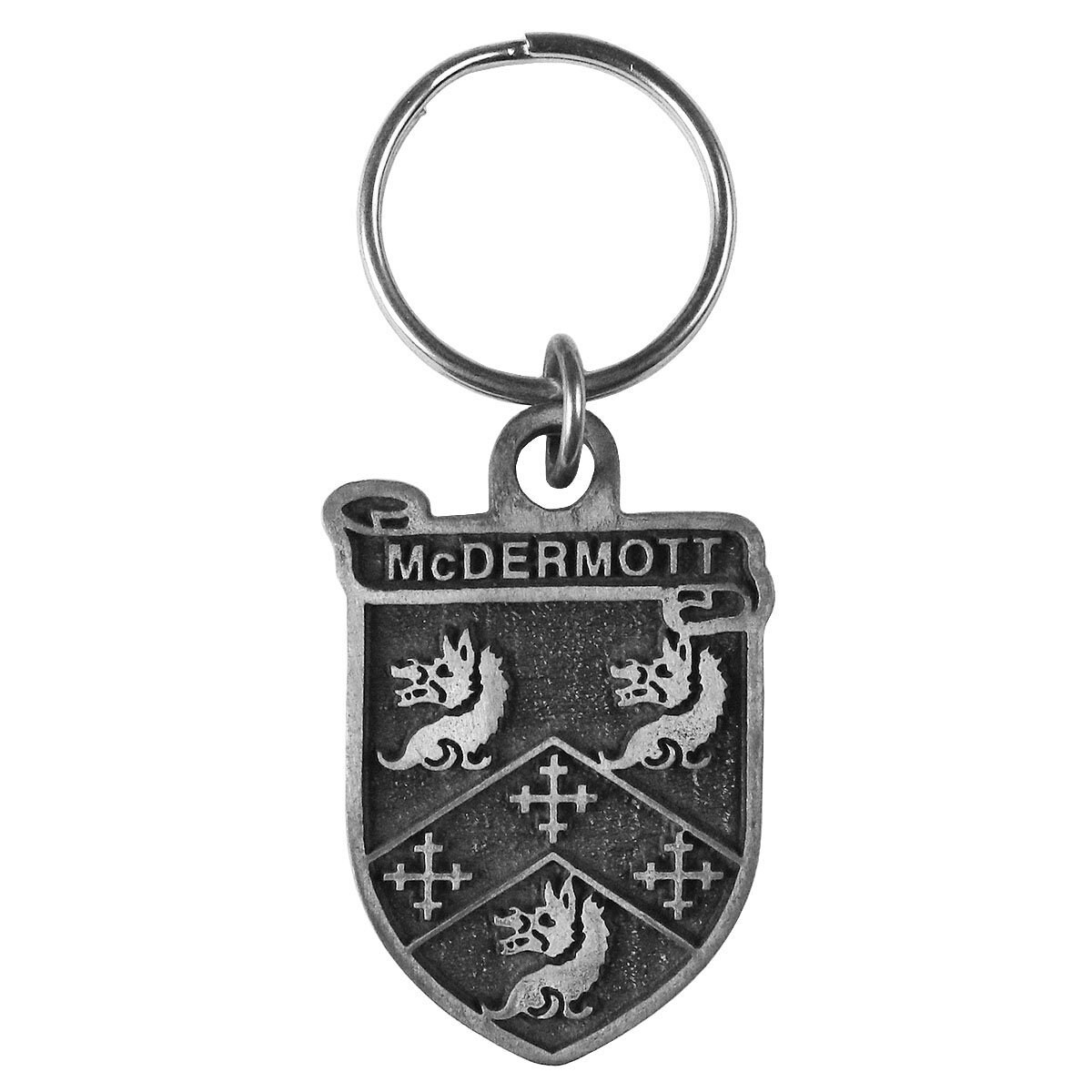 McDermott Irish Coat of Arms Pewter Key Chain