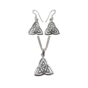Trinity Knot Set - Trinity Knot Necklace and Earrings Set - Trefoil Knot - Triquetra