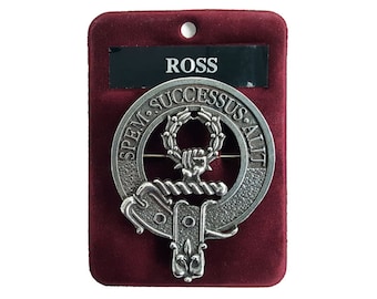 Ross Cap Badge - Pewter Clan Crest Badge - Gaelic Themes Cap Badge or Brooch - Spem Successus Alit