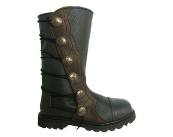 Black with Brown Premium Leather Half-Calf Boots