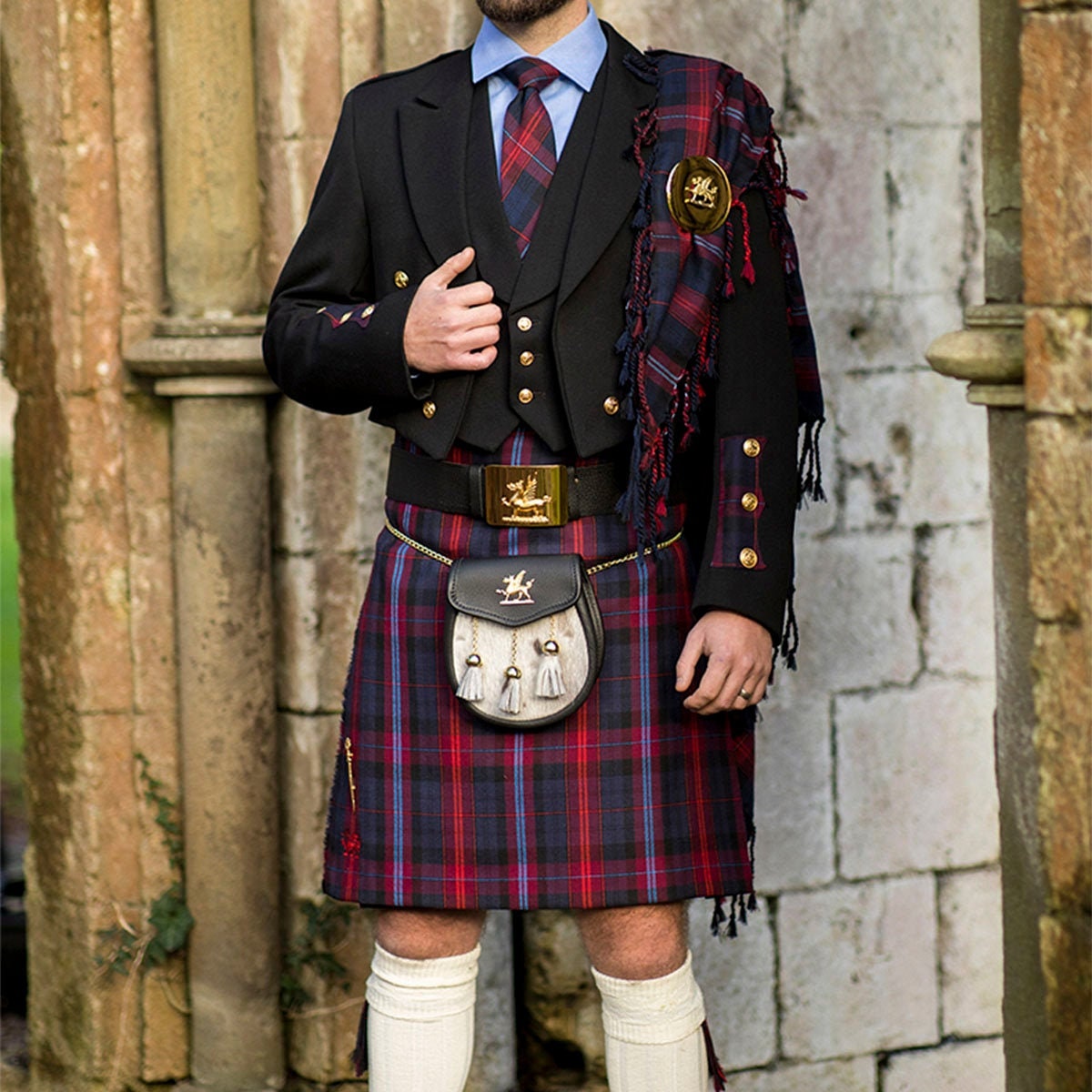 Kilty Welsh Welsh Tartan 5 Yard Kilt (cilt) - Medium Weight Premium Wool - Matching ...