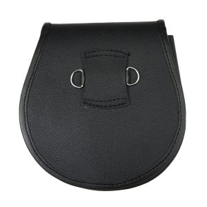 May include: Black leather sporran with two silver metal buckles.