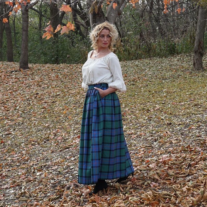 Gathered Skirt A-L Tartans - Full Length Homespun Wool Gathered Skirt - Made in the USA