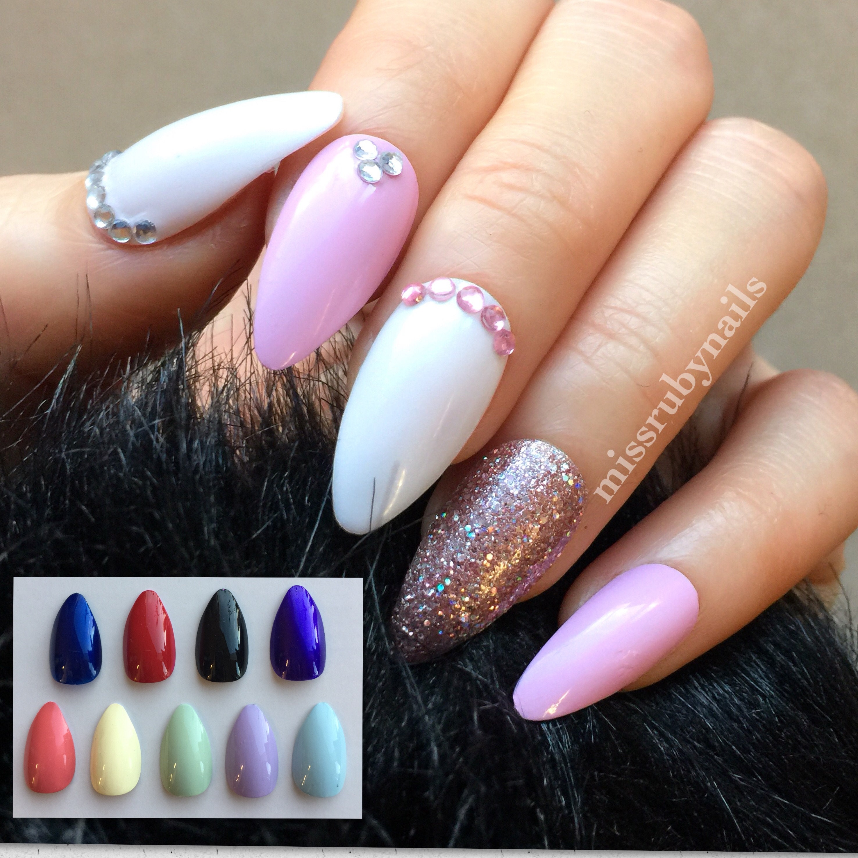 Pick Your Color Jewel Nails, Elegant, Luxury, Press on Nails