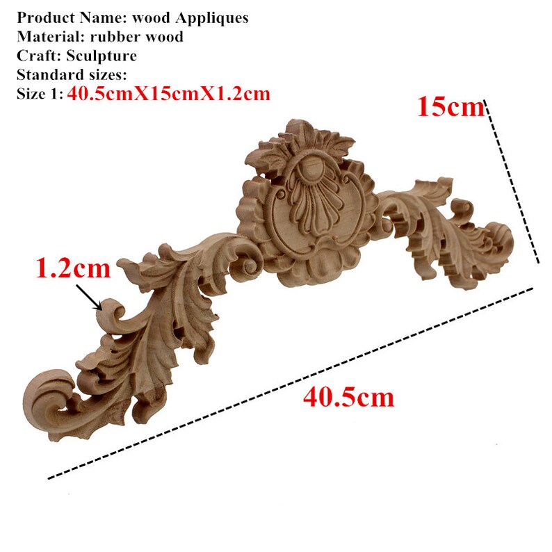 Flower Wood Carving Appliques Furniture Unpainted Etsy