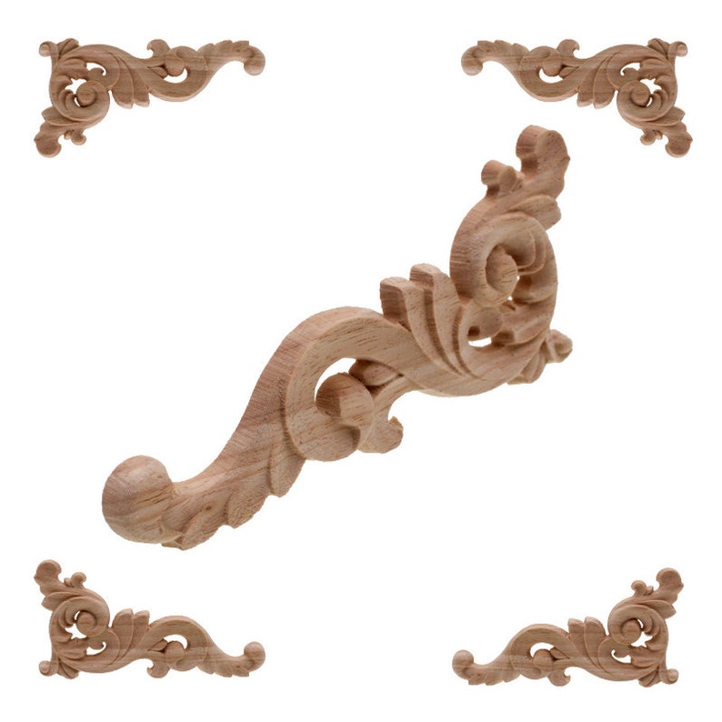Vintage Unpainted Wood Carved Corner Applique Frame for Home Etsy