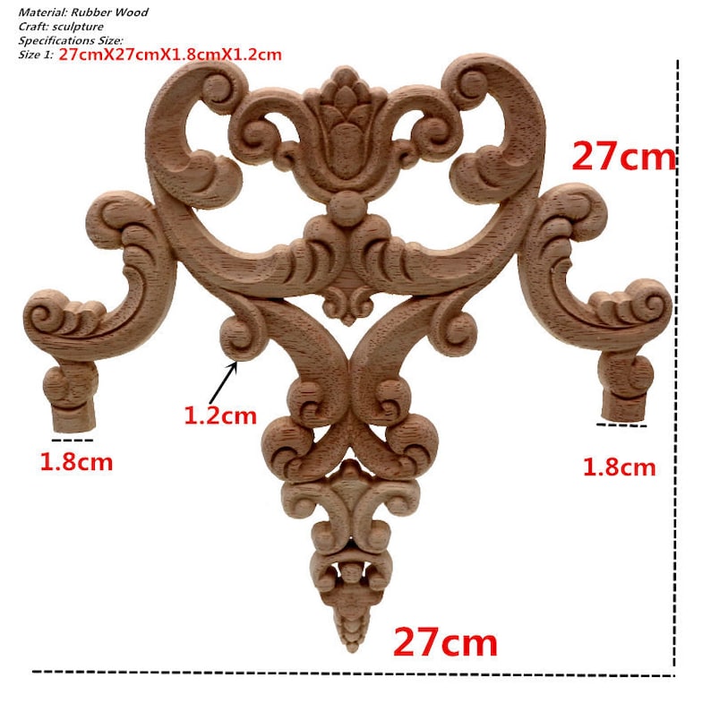 Vintage Unpainted Wood Carved Corner Onlay Applique Frame for Home