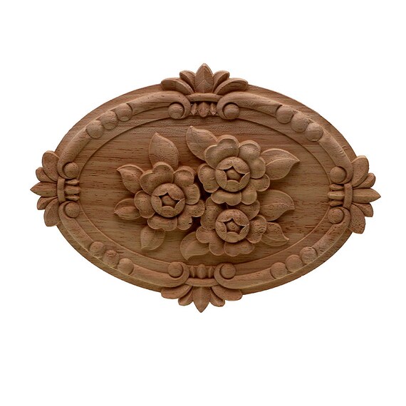 Flower Carving Natural Wood Appliques For Furniture Cabinet Etsy