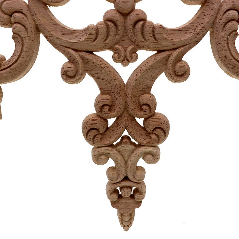 Vintage Unpainted Wood Carved Corner Onlay Applique Frame for Home