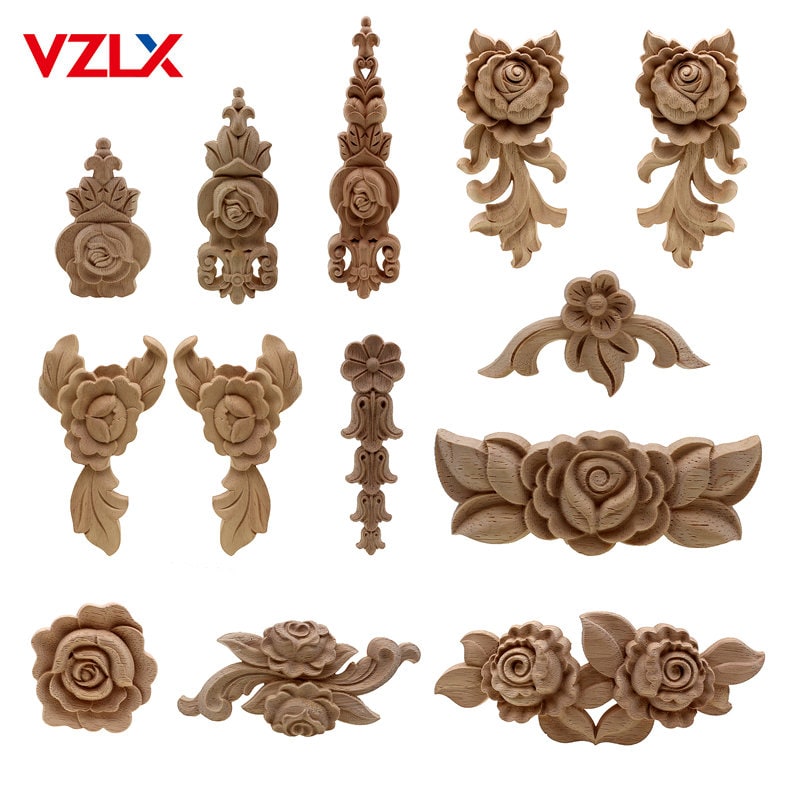 New Flower Wood Carving Natural Appliques For Furniture New Flower Wood Carving Natural, Decorative Appliques For Furniture Nz