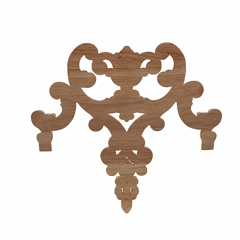 Vintage Unpainted Wood Carved Corner Onlay Applique Frame for Home Furniture Wall Door