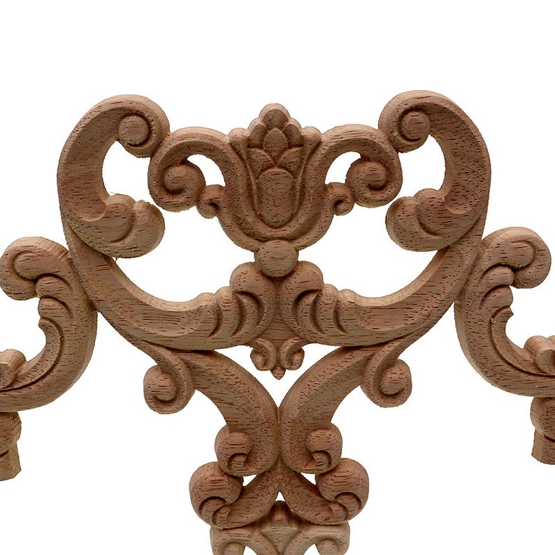 Vintage Unpainted Wood Carved Corner Onlay Applique Frame for Home