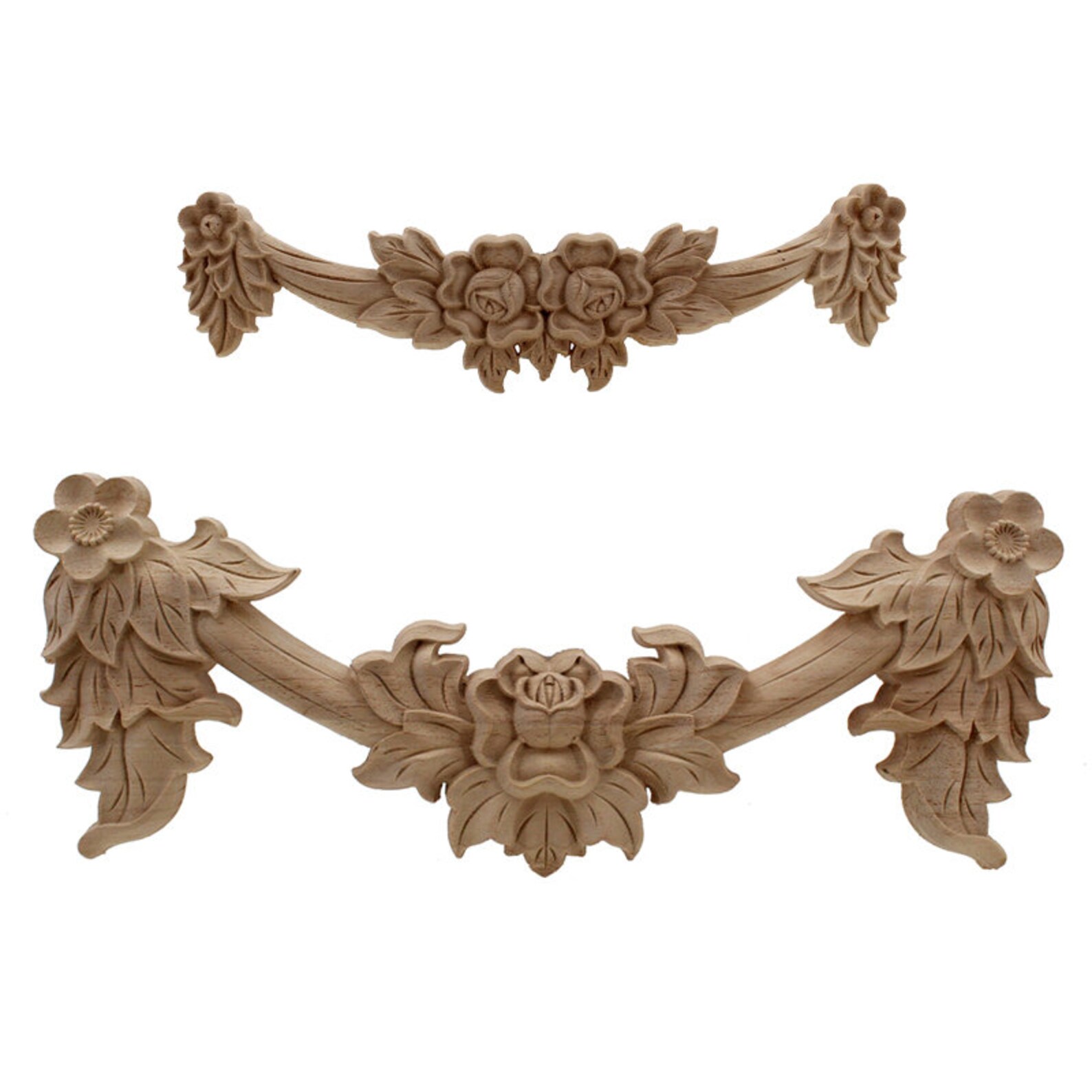 Chinese Dragon Wood Carved Appliques – Set Of 3 Carved Wood Decals For Furniture, Doors, Wall Decor