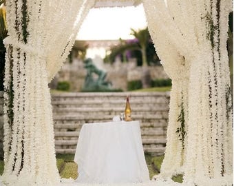 Freies verschiffen frisch Wie Künstliche weißcreme Jasmin Blume Schnüre Party Hintergrund, indische hochzeitsdekoration, 4,5 fuß blumengirlande