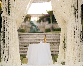 9 ft Creme Jasmin Blumengirlande, indische Hochzeit Hintergrund