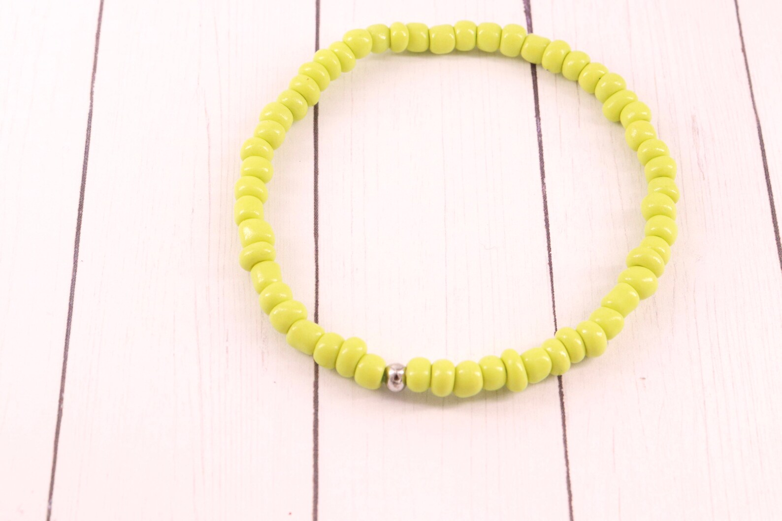Bright Green Yellow Bracelet Small Beaded Bracelet Great Etsy