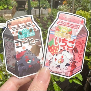 Zorua Strawberry and Coffee Milk Carton Stickers